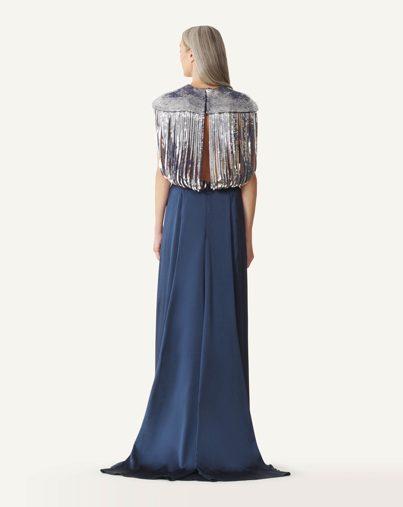 EMBROIDERED BACK DRESS IN SILK SATIN - Image 4