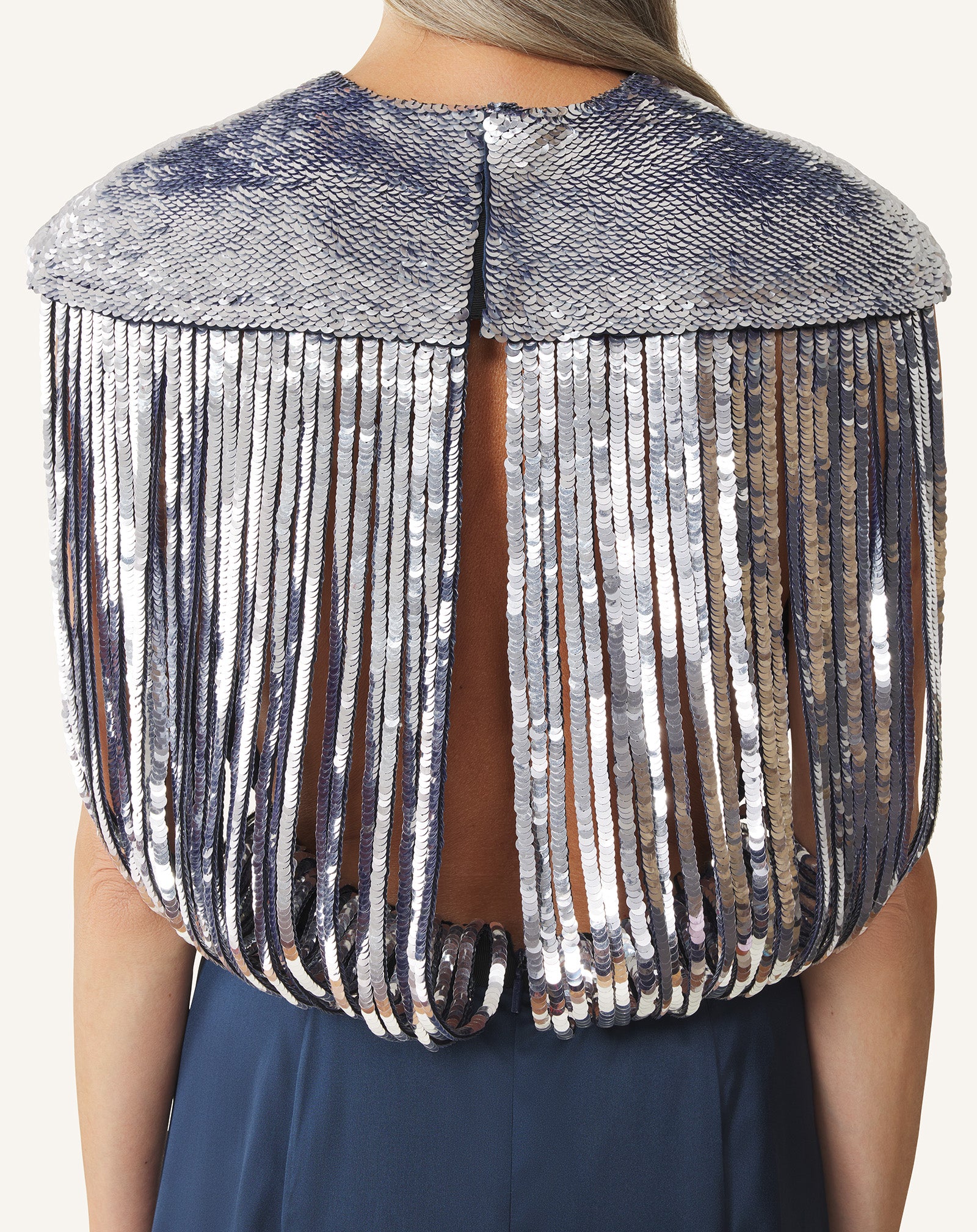 EMBROIDERED BACK DRESS IN SILK SATIN - Image 6