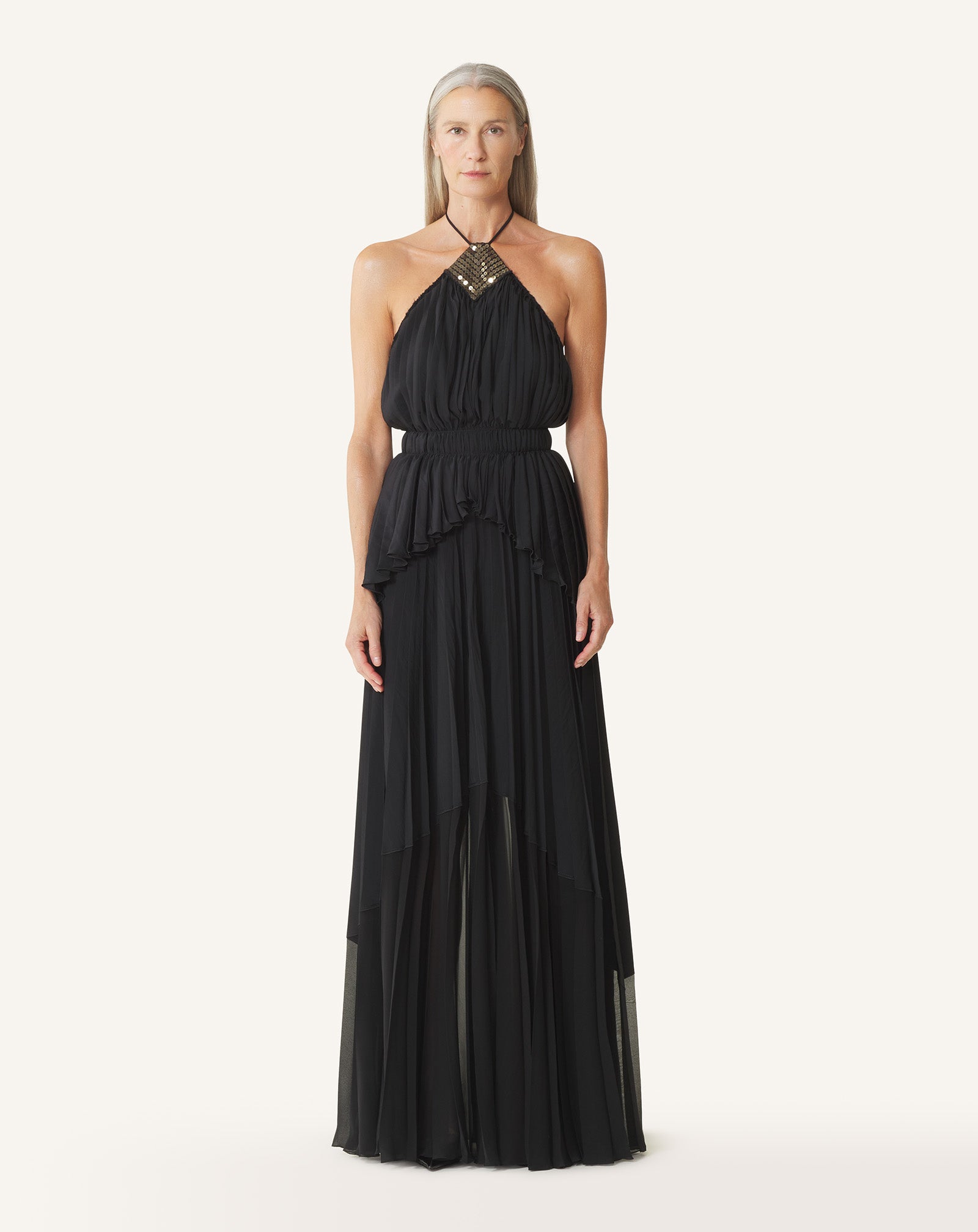 EMBROIDERED DRESS IN SILK AND CHARMEUSE - Image 2