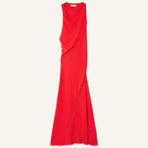 VISCOSE DRAPED-BACK LONG DRESS