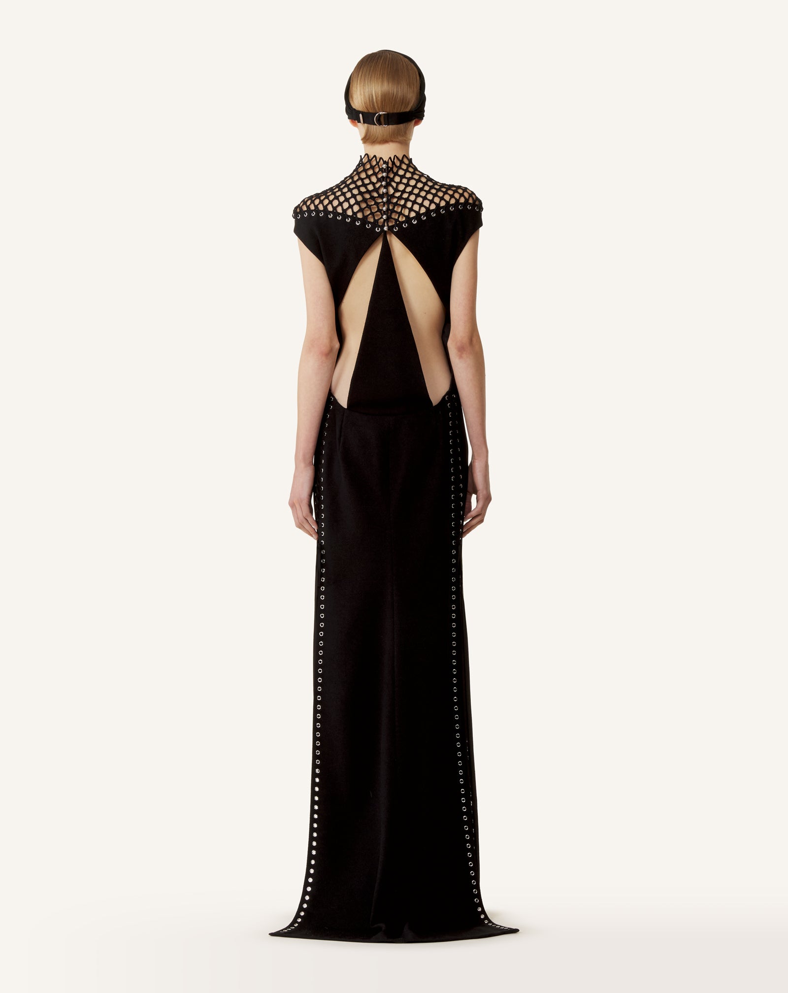 LONG VISCOSE DRESS WITH MESH DETAIL - Image 2