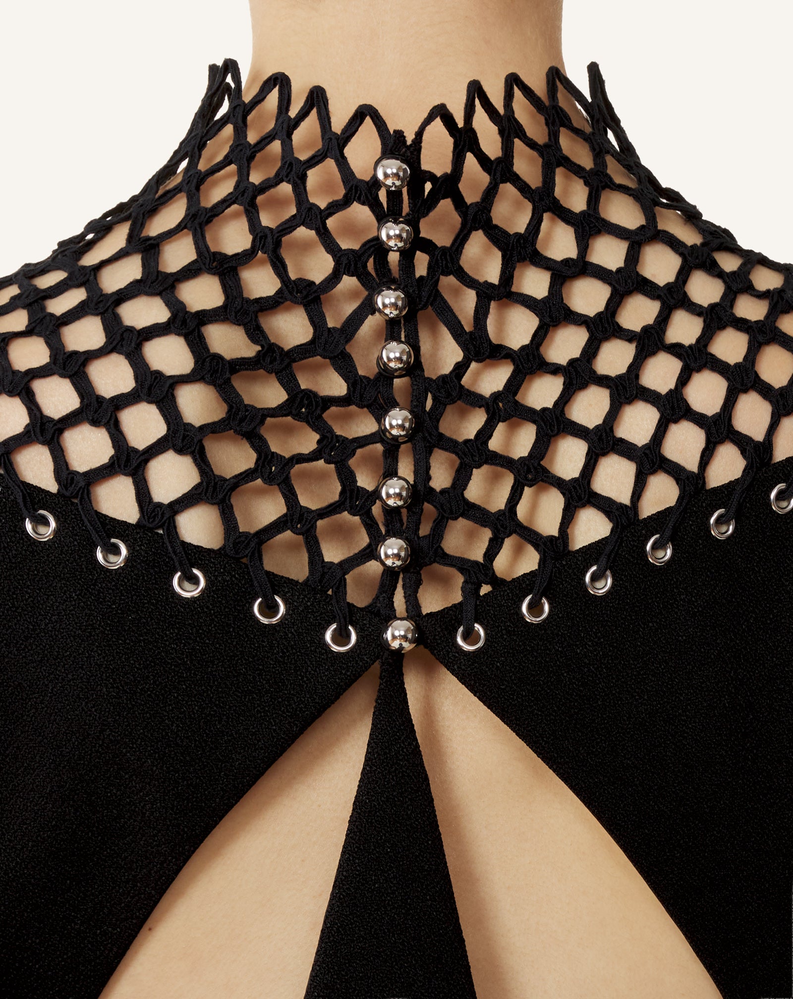 LONG VISCOSE DRESS WITH MESH DETAIL - Image 6