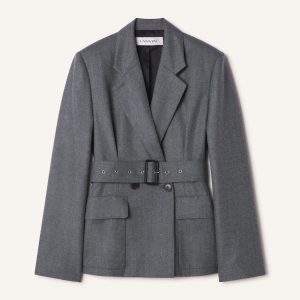 BELTED JACKET IN WOOL FLANNEL