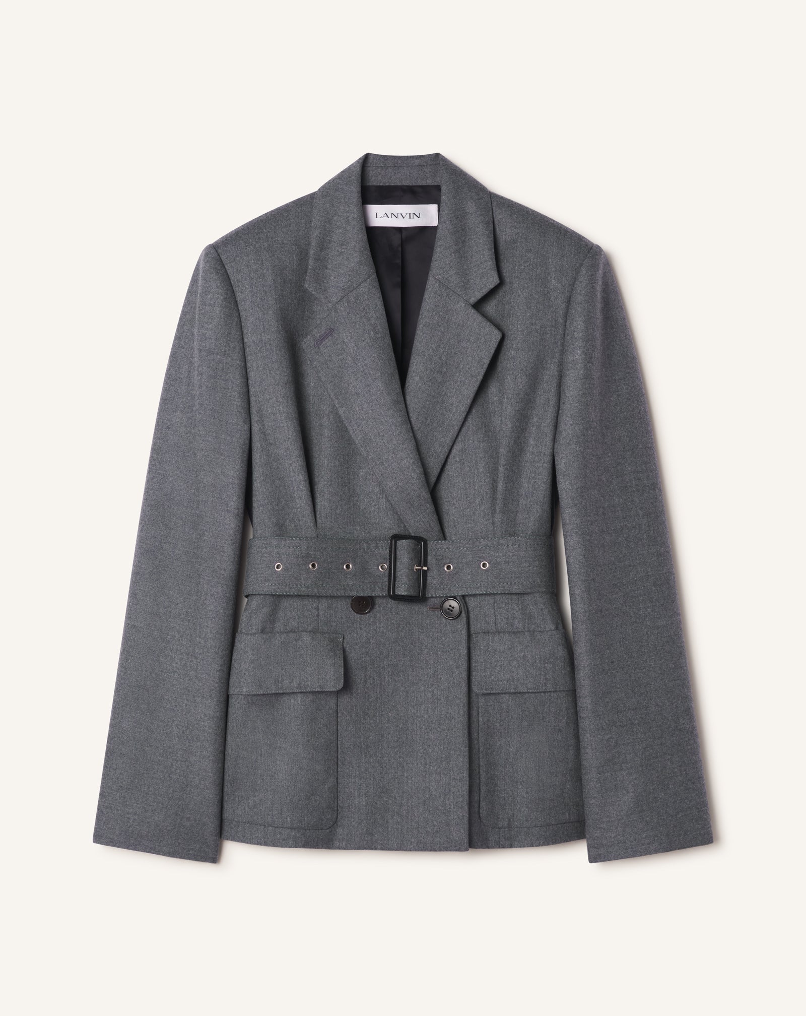 BELTED JACKET IN WOOL FLANNEL