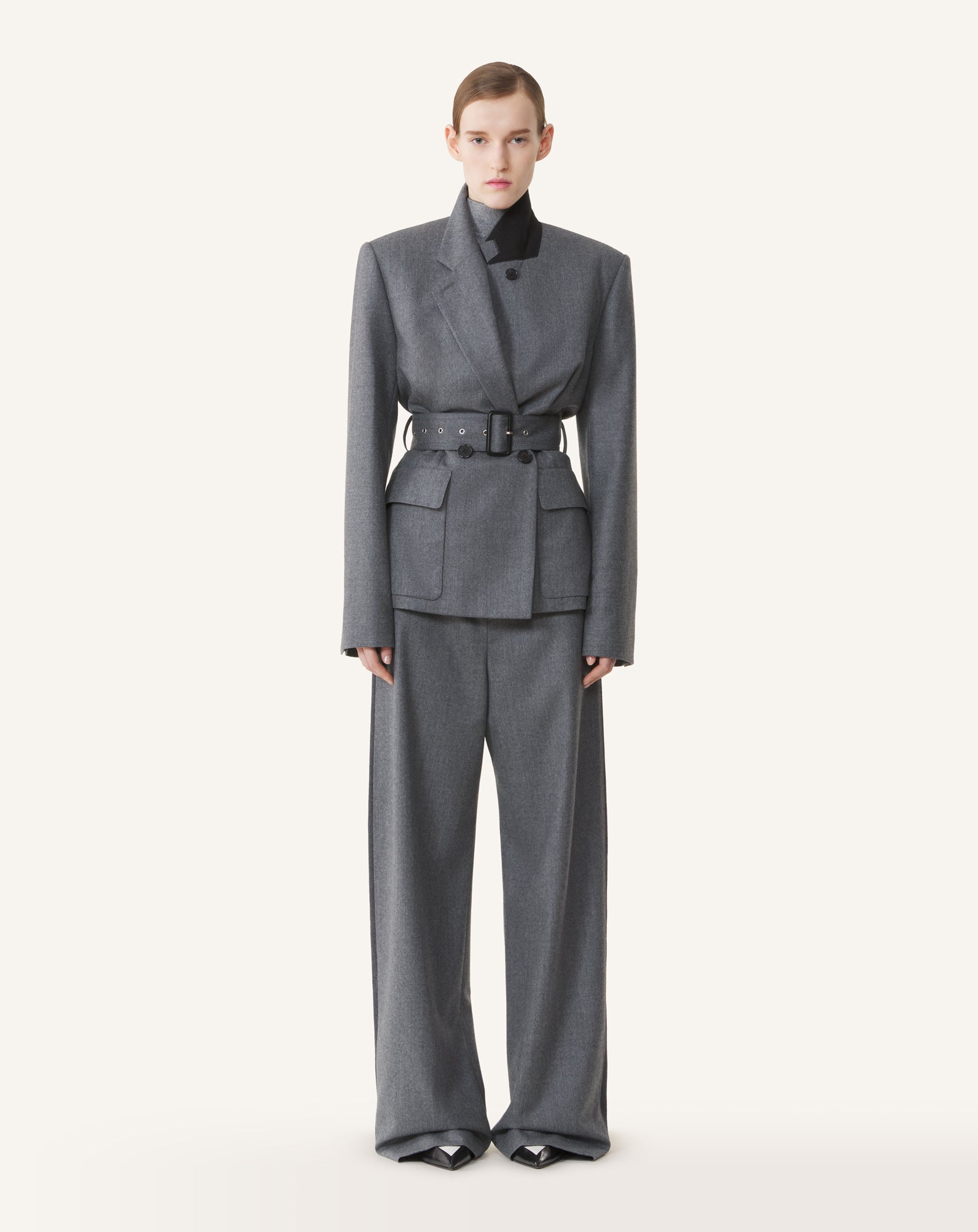 BELTED JACKET IN WOOL FLANNEL - Image 2