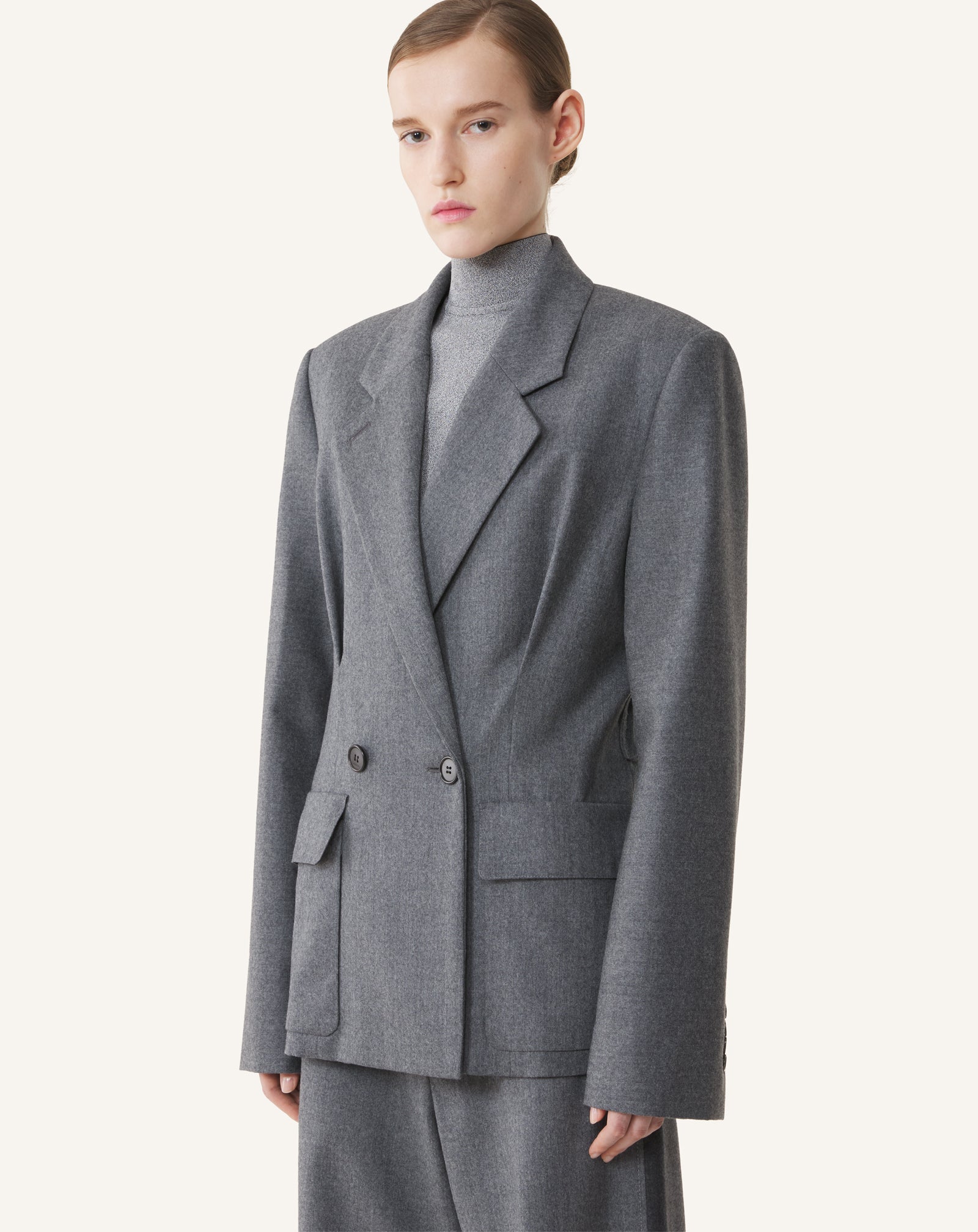 BELTED JACKET IN WOOL FLANNEL - Image 3