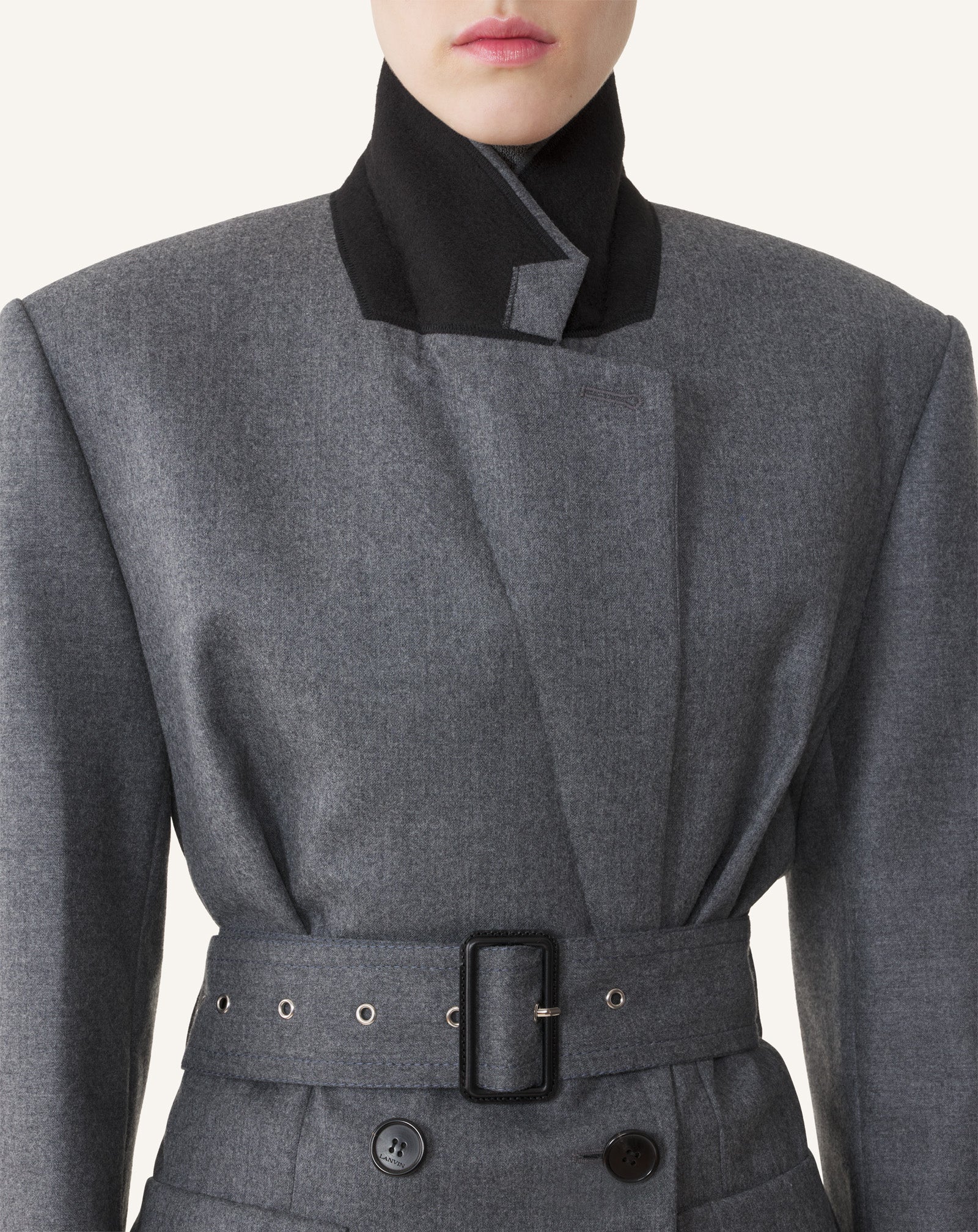 BELTED JACKET IN WOOL FLANNEL - Image 5