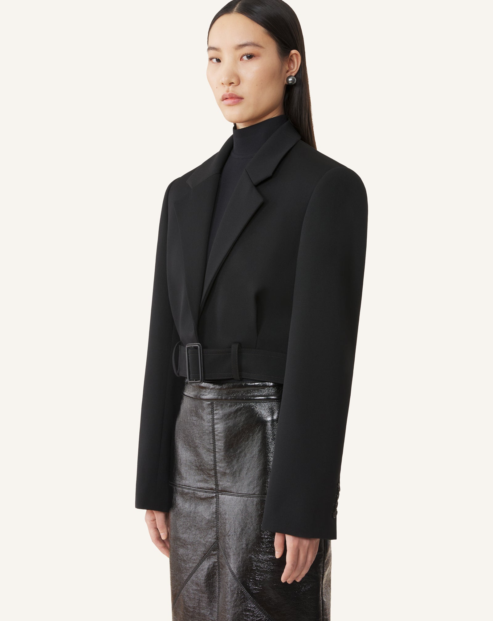 SHORT BELTED JACKET IN WOOL - Image 3