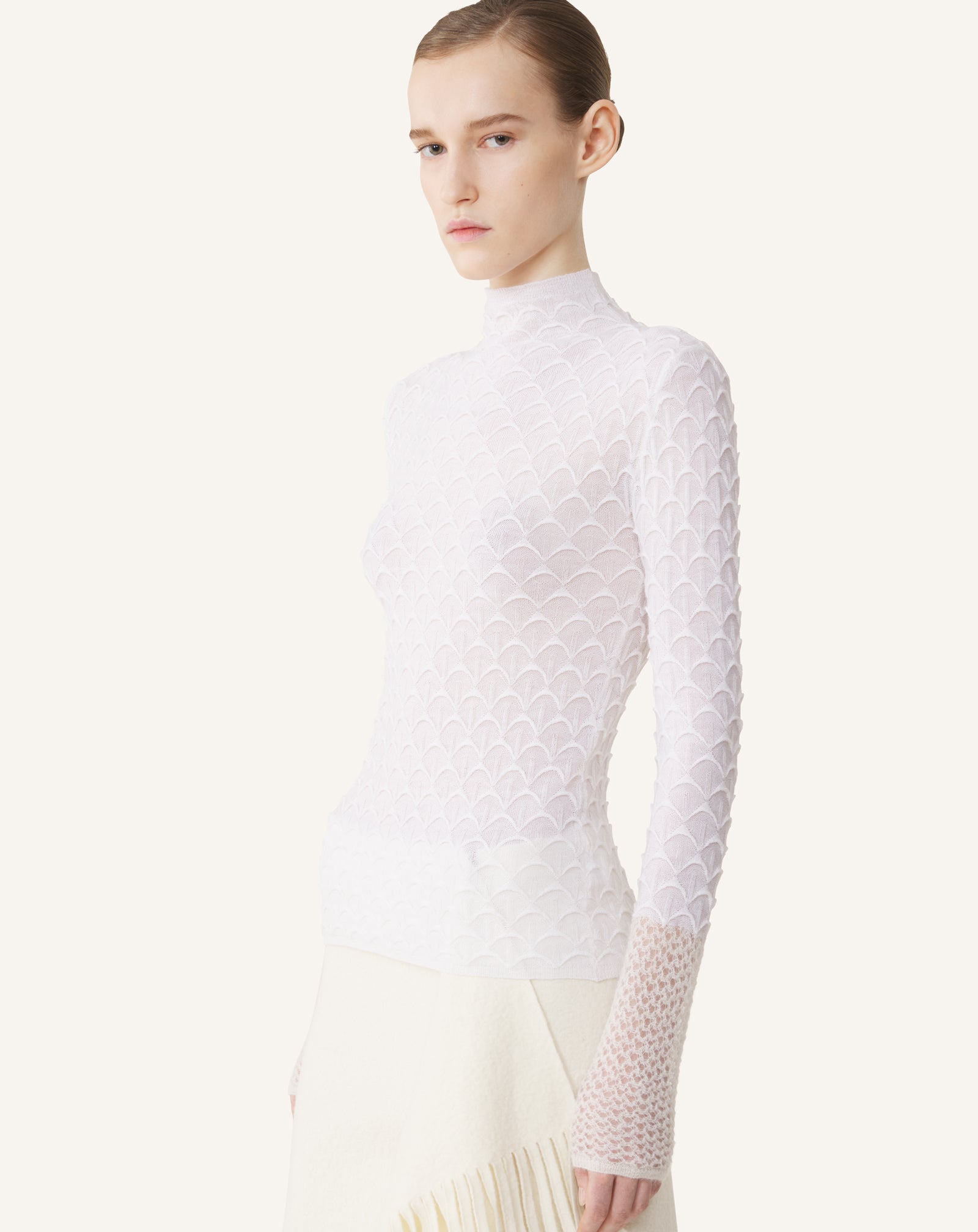 HIGH-NECK TOP IN WOOL AND MOHAIR - Image 3