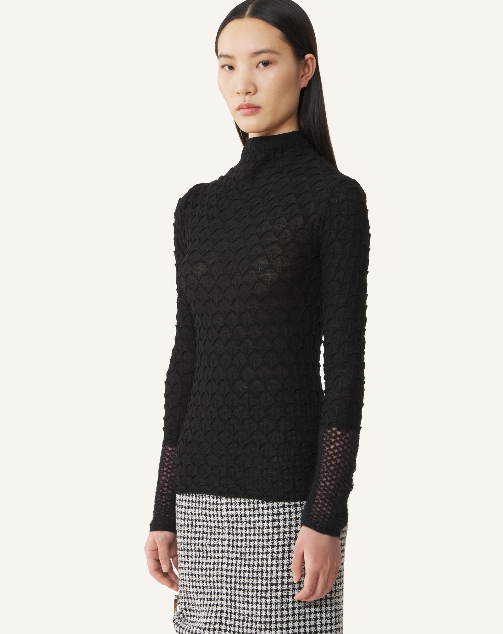 HIGH-NECK TOP IN WOOL AND MOHAIR - Image 3