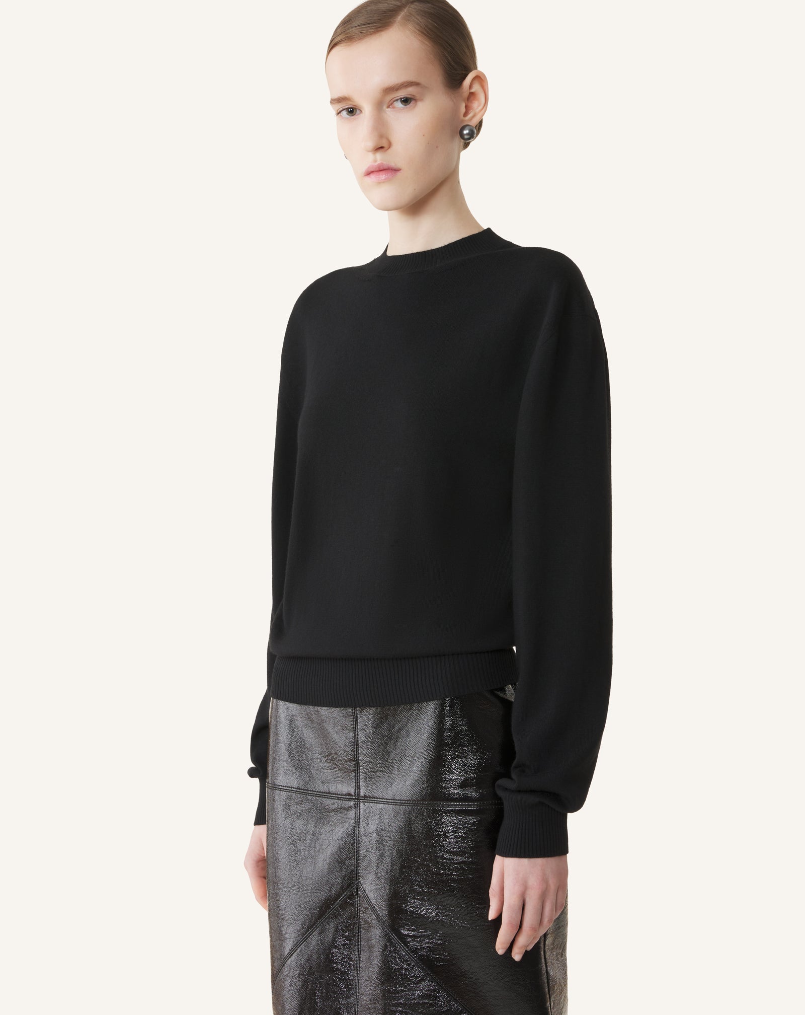 MERINO SWEATER WITH GROSGRAIN DETAIL - Image 3