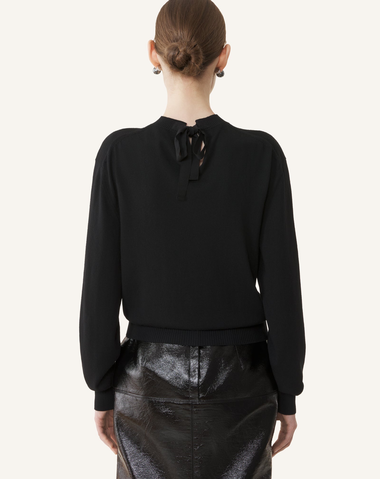MERINO SWEATER WITH GROSGRAIN DETAIL - Image 4