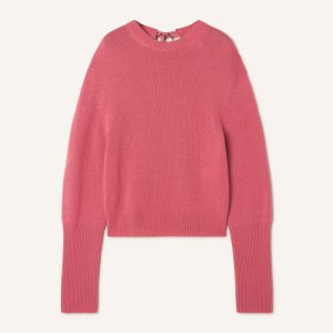 CASHMERE SWEATER WITH GROSGRAIN DETAIL