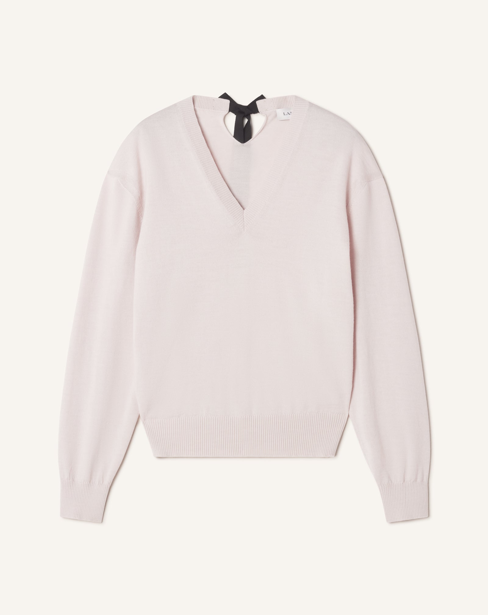 V-NECK MERINO SWEATER WITH GROSGRAIN DETAIL