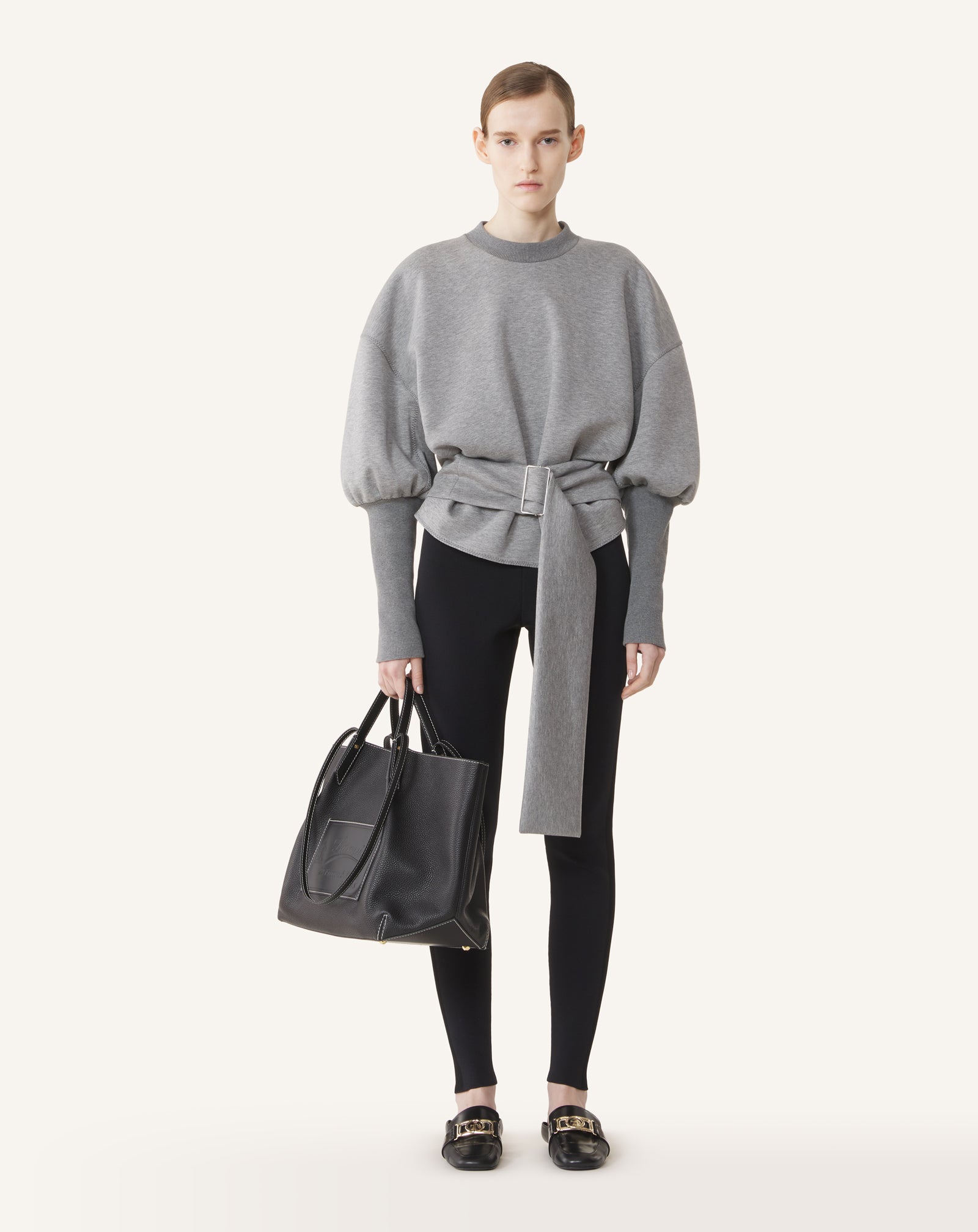 BELTED SWEATSHIRT IN DOUBLE-FACED JERSEY - Image 2