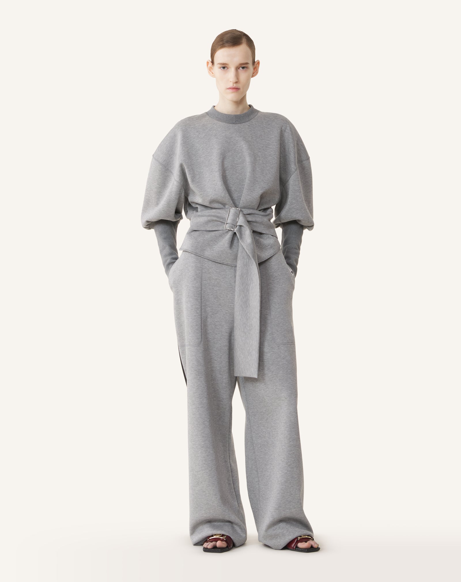 BELTED SWEATSHIRT IN DOUBLE-FACED JERSEY - Image 3