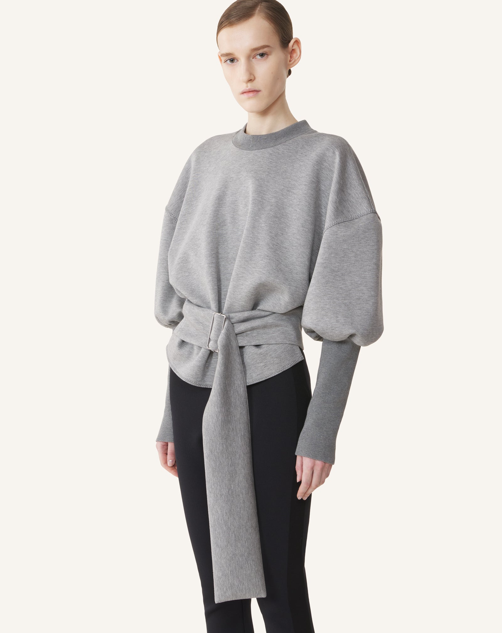 BELTED SWEATSHIRT IN DOUBLE-FACED JERSEY - Image 4