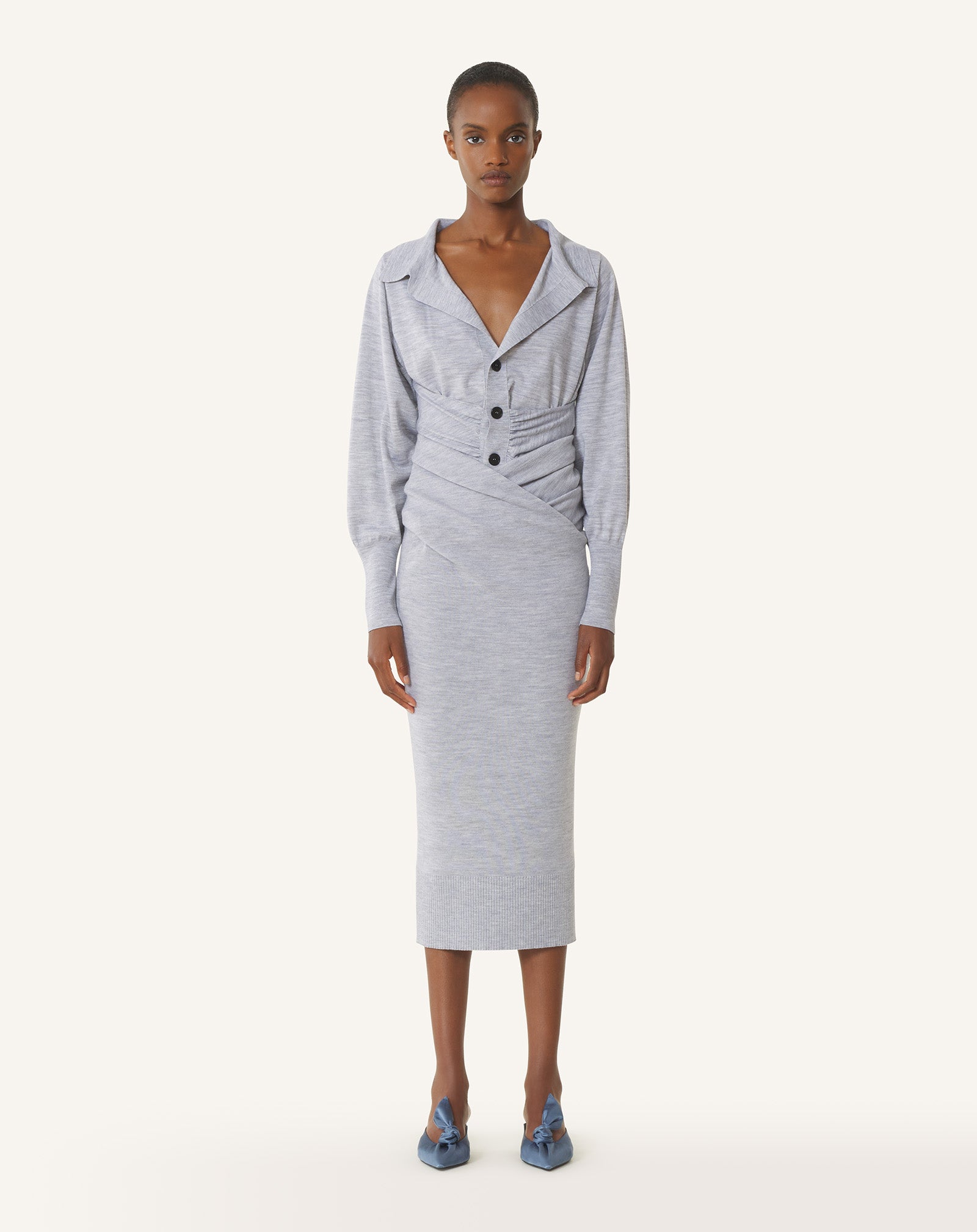 DRAPED MIDI SKIRT IN WOOL - Image 2