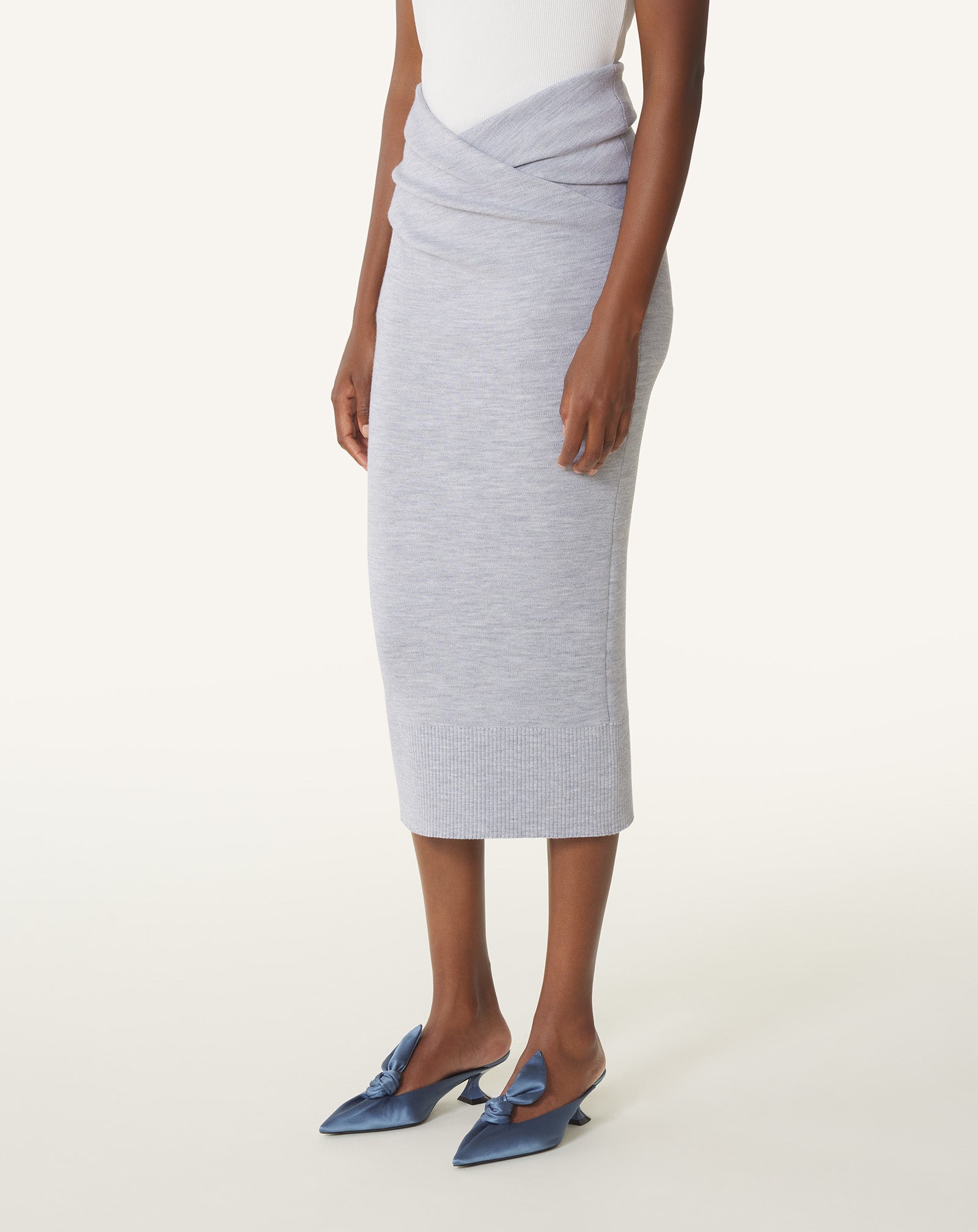 DRAPED MIDI SKIRT IN WOOL - Image 3