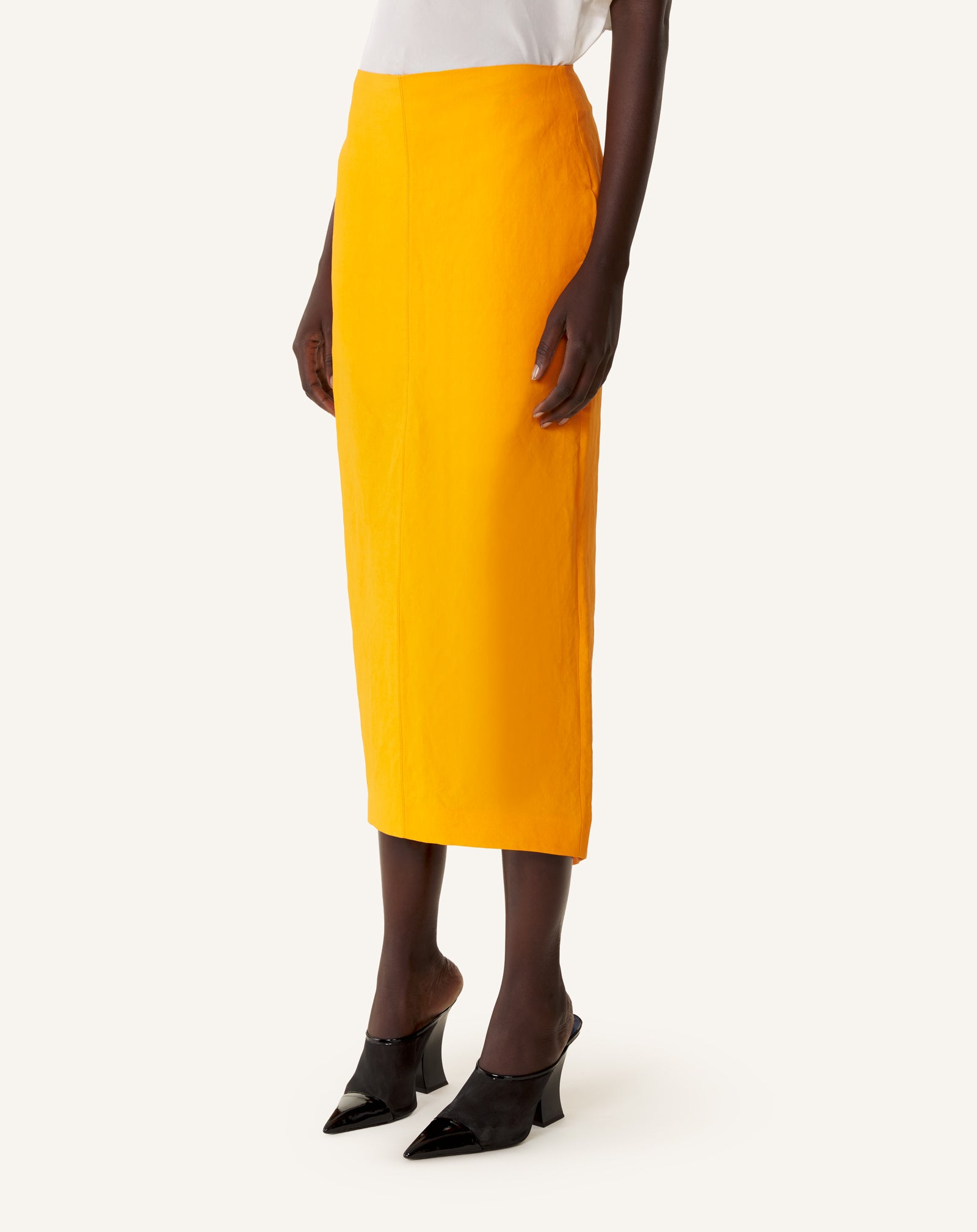 ASYMMETRICAL MIDI SKIRT IN PAPER AND VISCOSE - Image 3