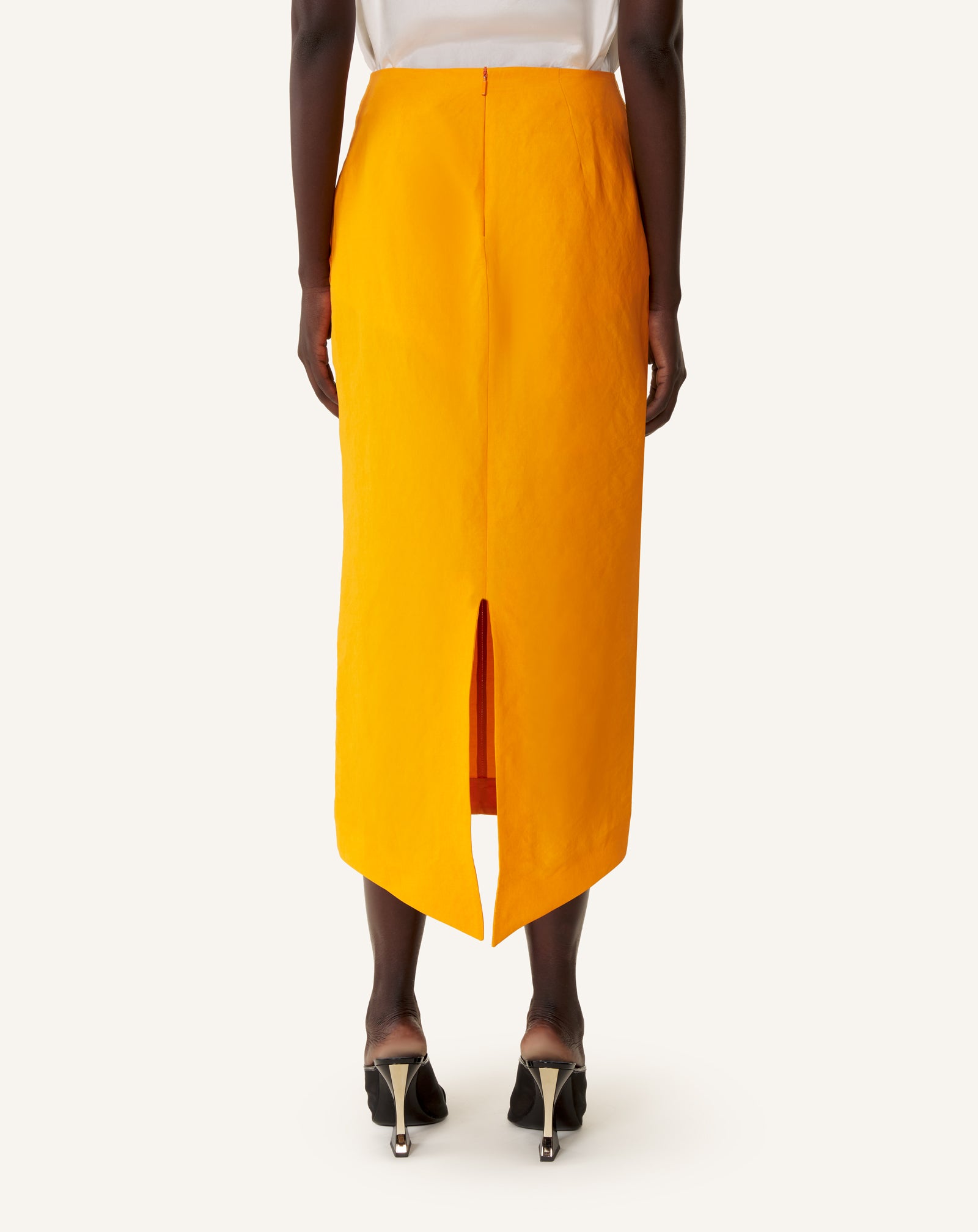 ASYMMETRICAL MIDI SKIRT IN PAPER AND VISCOSE - Image 4