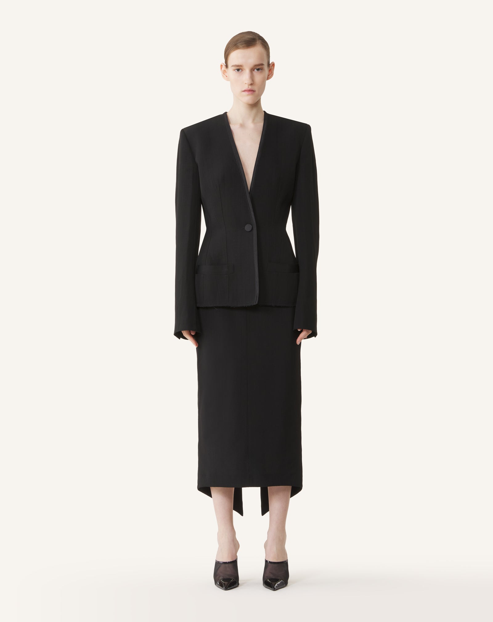 ASYMMETRICAL MIDI SKIRT IN SILK AND VISCOSE - Image 2