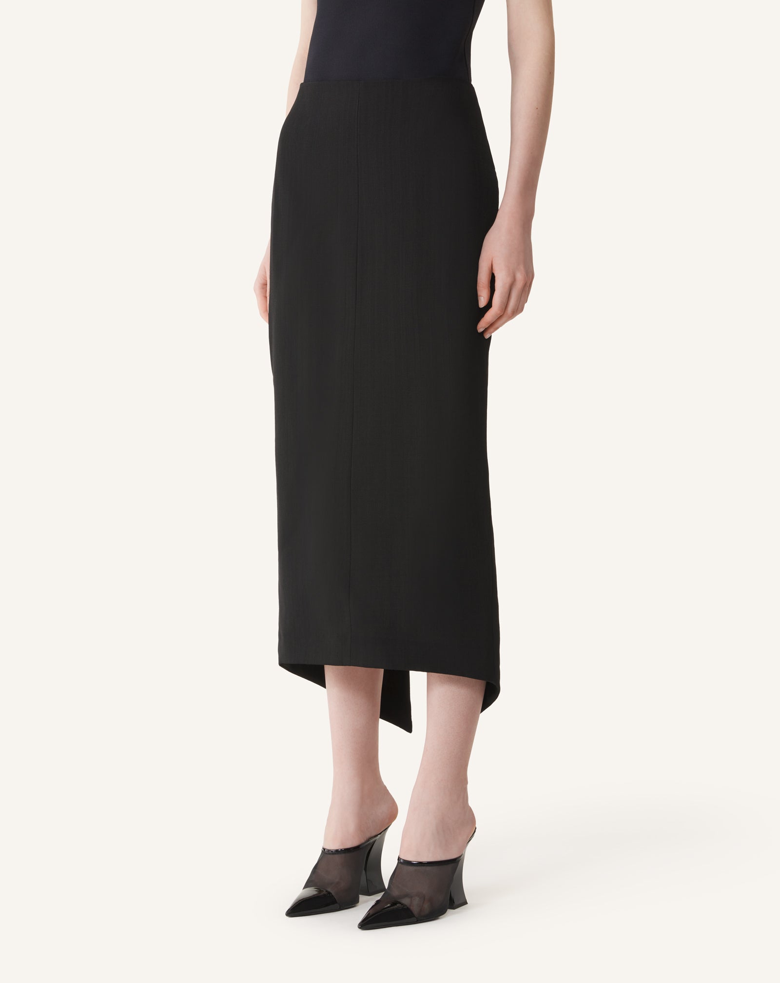 ASYMMETRICAL MIDI SKIRT IN SILK AND VISCOSE - Image 3