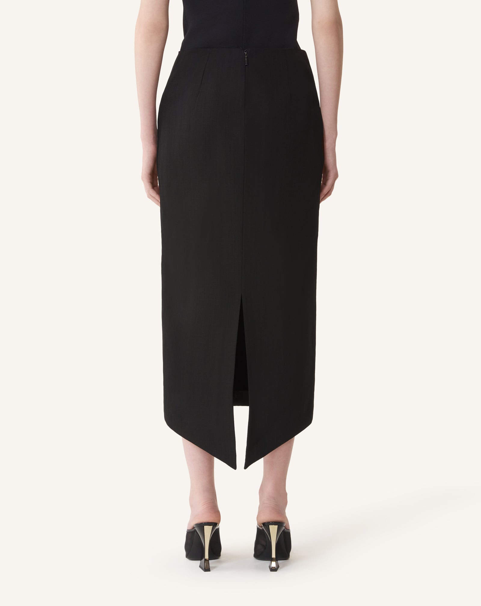 ASYMMETRICAL MIDI SKIRT IN SILK AND VISCOSE - Image 4