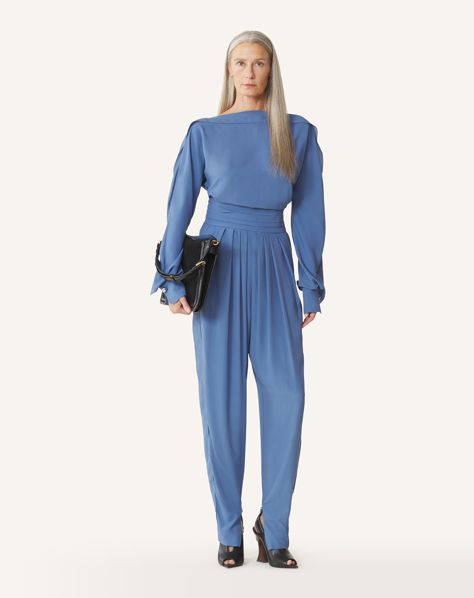 LONG-SLEEVED TOP IN CREPE DE CHINE - Image 2