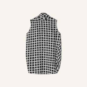 PRINTED SILK SLEEVELESS TOP