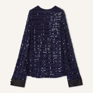 EMBROIDERED LONG SLEEVED SILK TOP