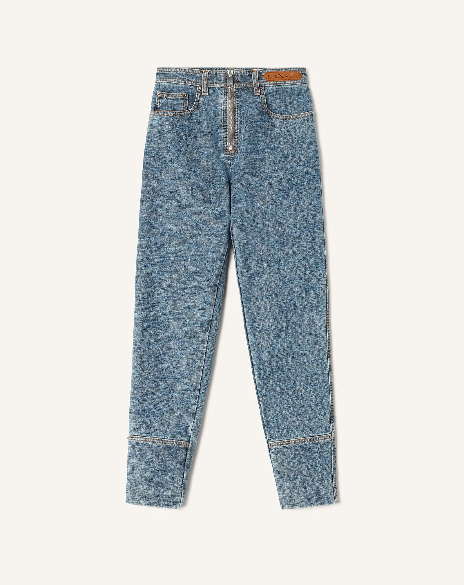 ZIPPED DENIM PANTS