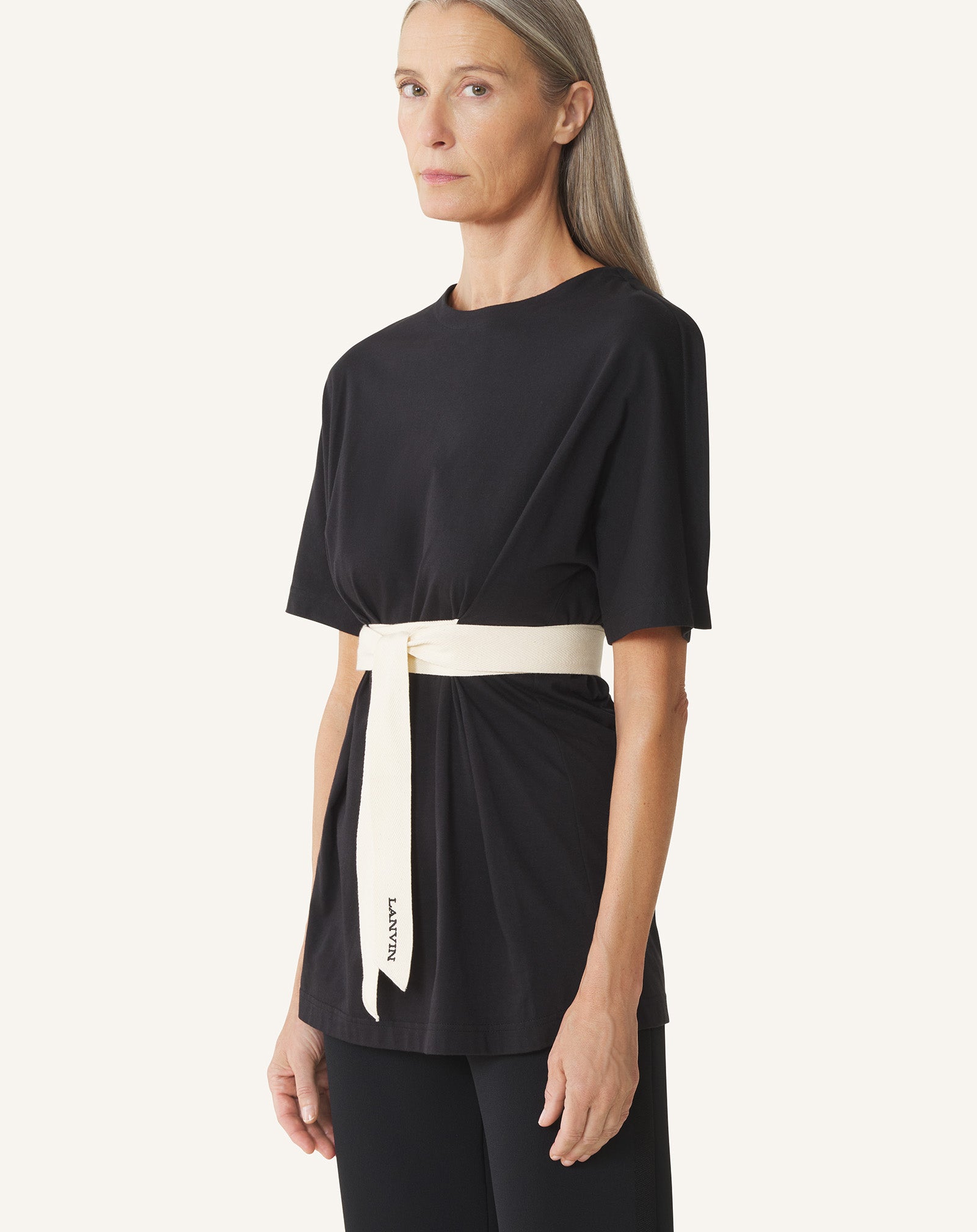 BELTED T-SHIRT IN COTTON AND SILK - Image 3