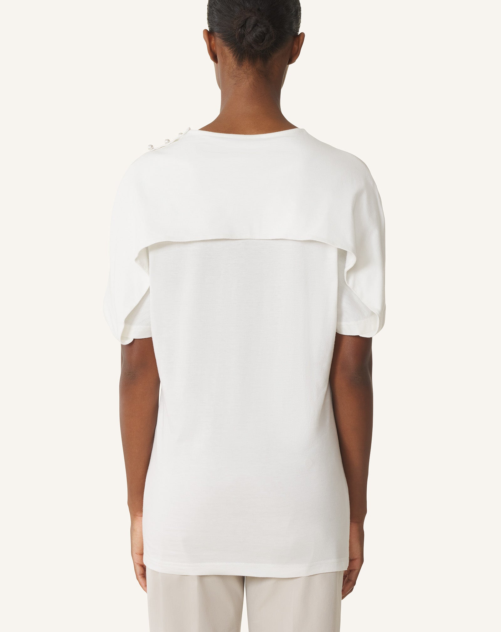 CAPE-EFFECT T-SHIRT IN COTTON AND SILK - Image 4