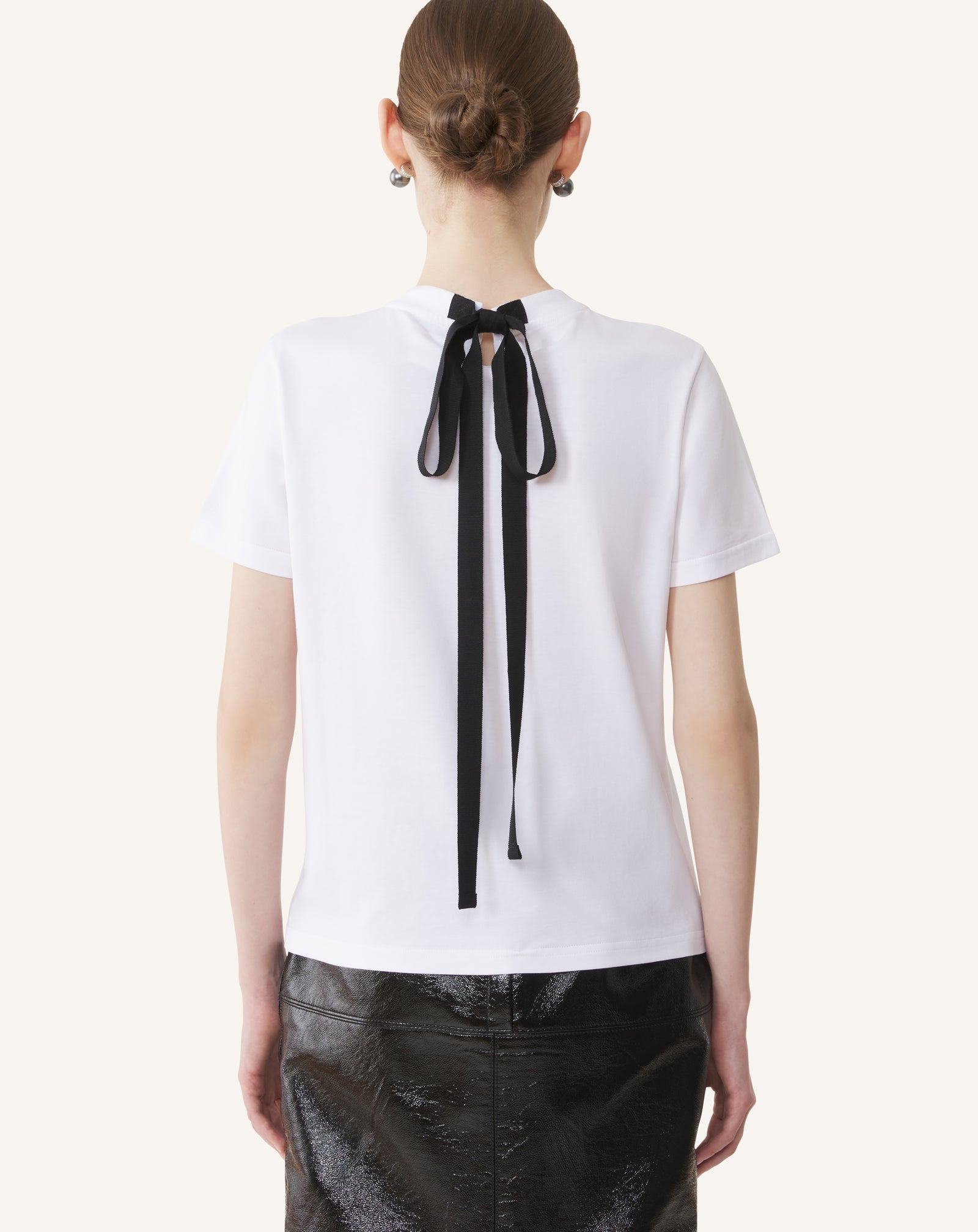 COTTON T-SHIRT WITH RIBBON DETAIL - Image 4