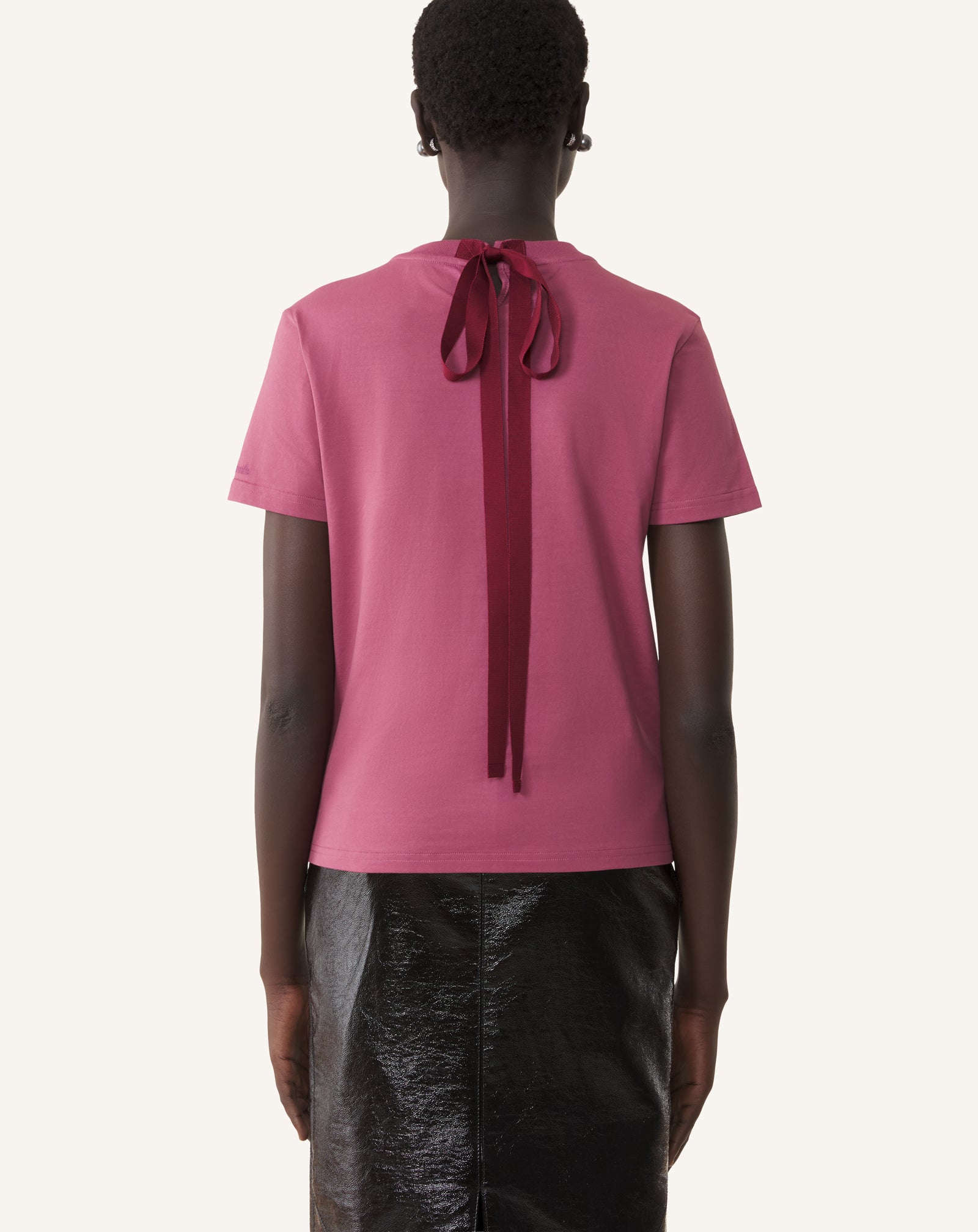 COTTON T-SHIRT WITH RIBBON DETAIL - Image 4