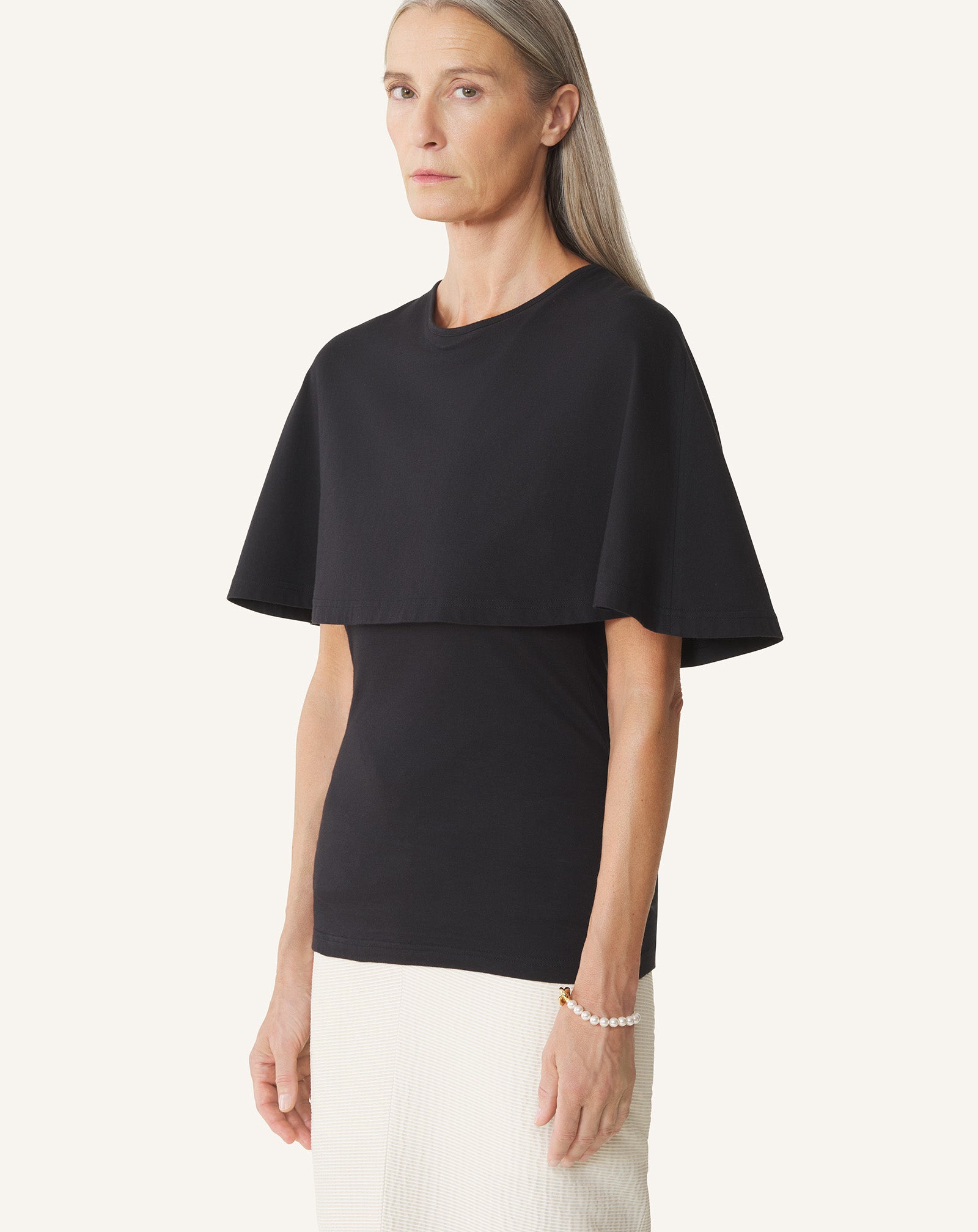 CAPE T-SHIRT IN COTTON AND SILK - Image 3