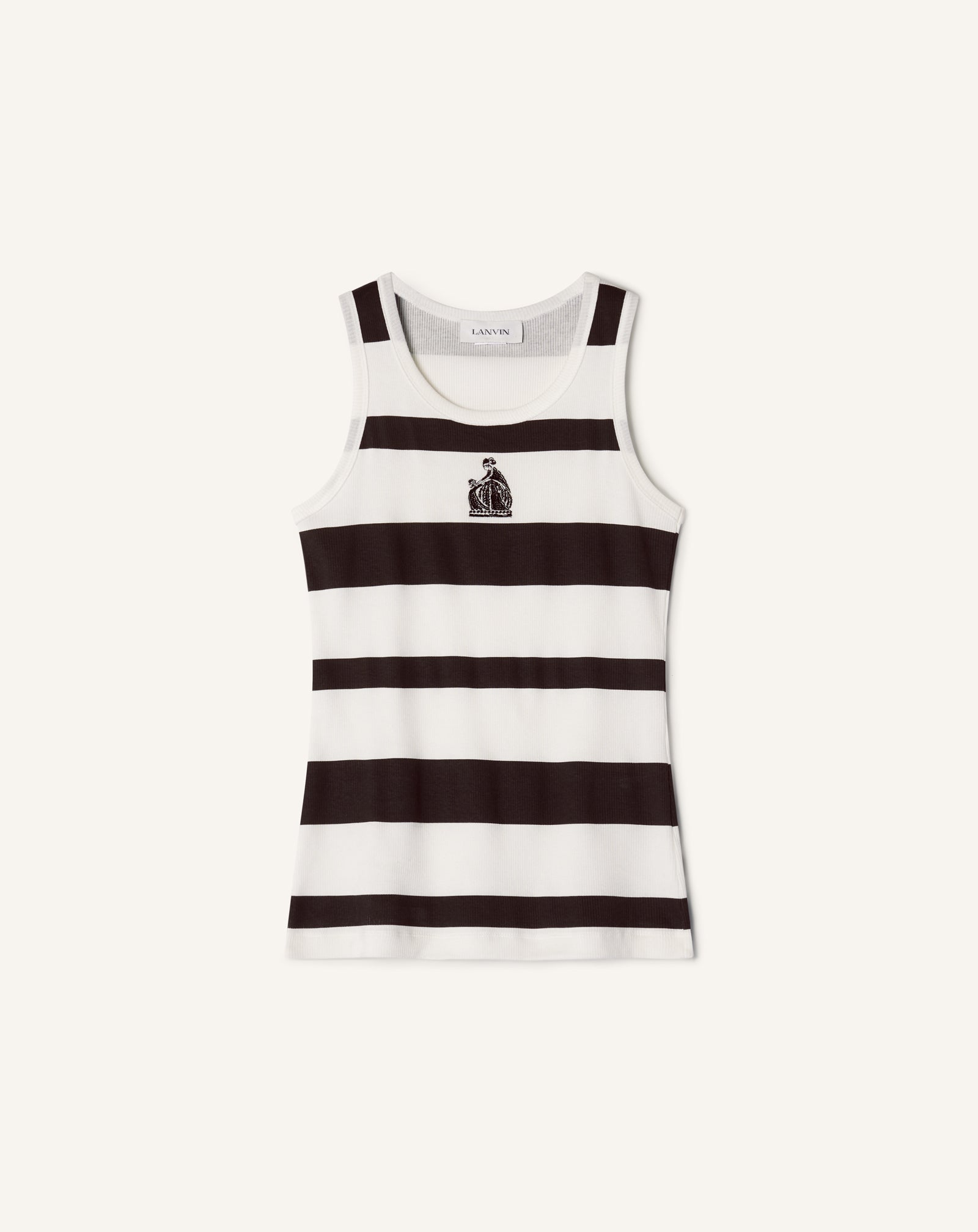 COTTON JERSEY MOTHER AND CHILD EMBROIDERED RIBBED TANK TOP
