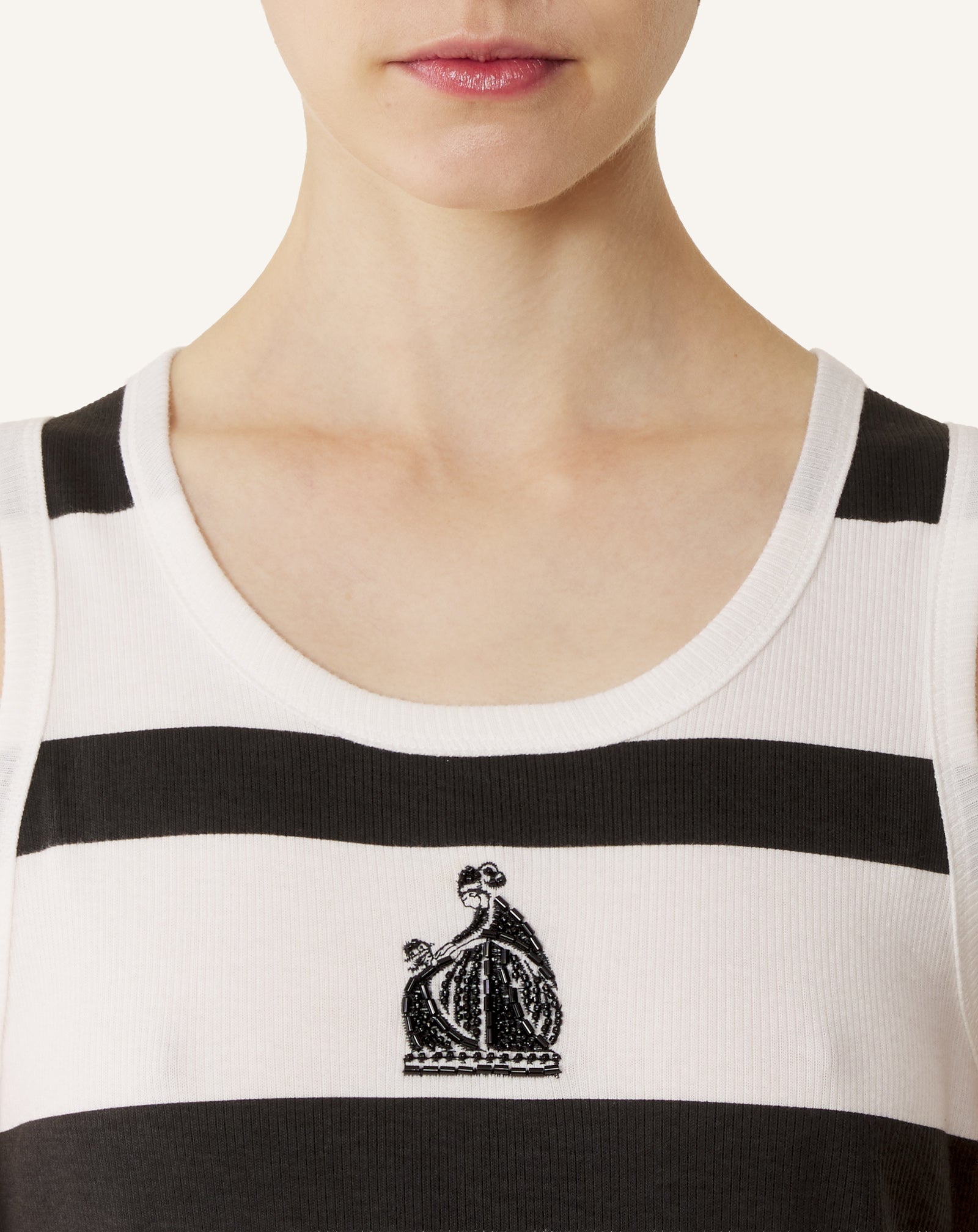 COTTON JERSEY MOTHER AND CHILD EMBROIDERED RIBBED TANK TOP - Image 5