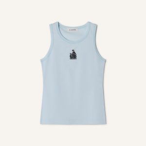 MOTHER AND CHILD EMBROIDERED COTTON JERSEY TANK TOP