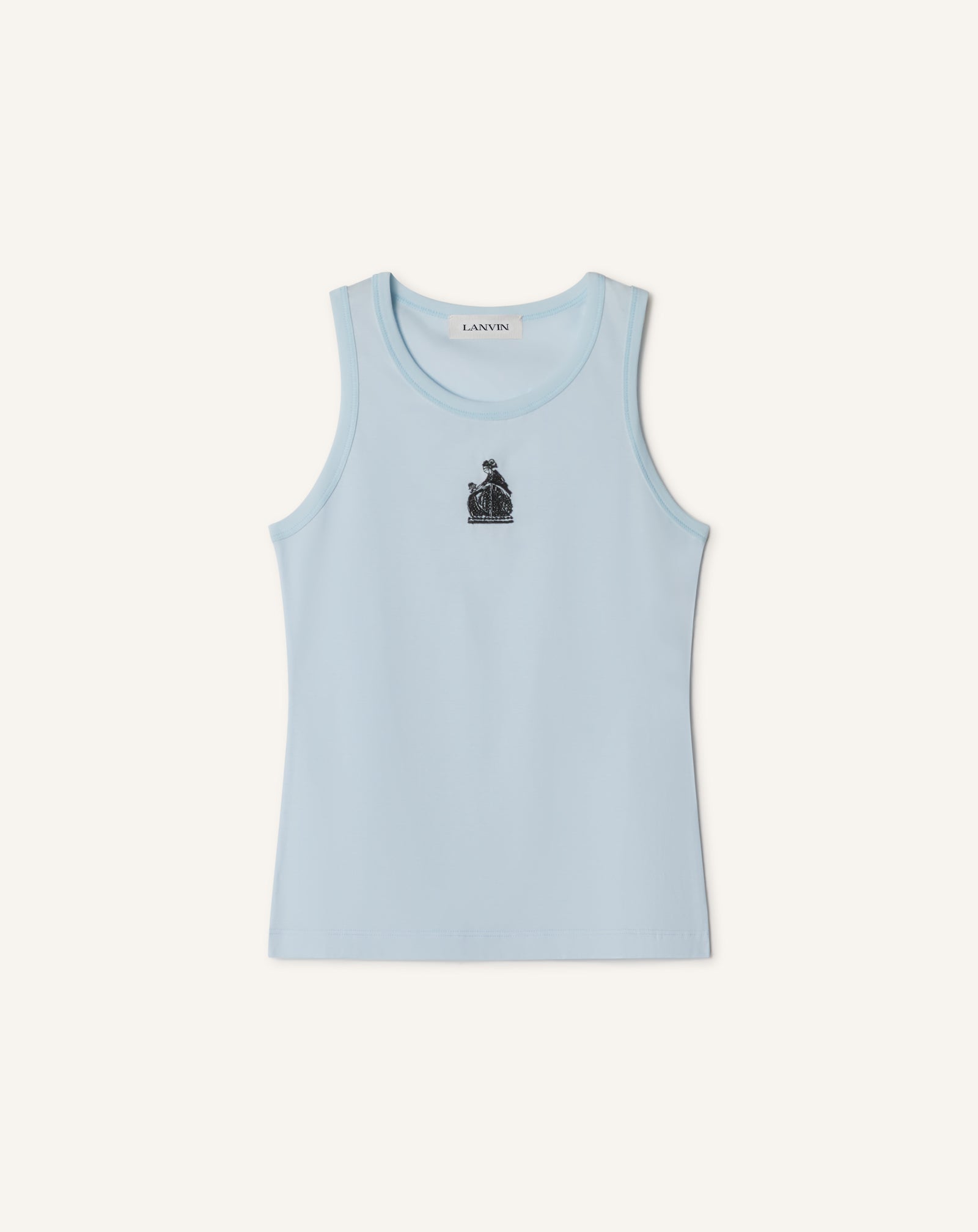 MOTHER AND CHILD EMBROIDERED COTTON JERSEY TANK TOP