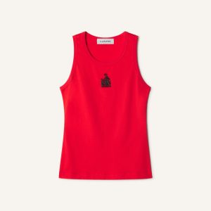 MOTHER AND CHILD EMBROIDERED COTTON JERSEY TANK TOP