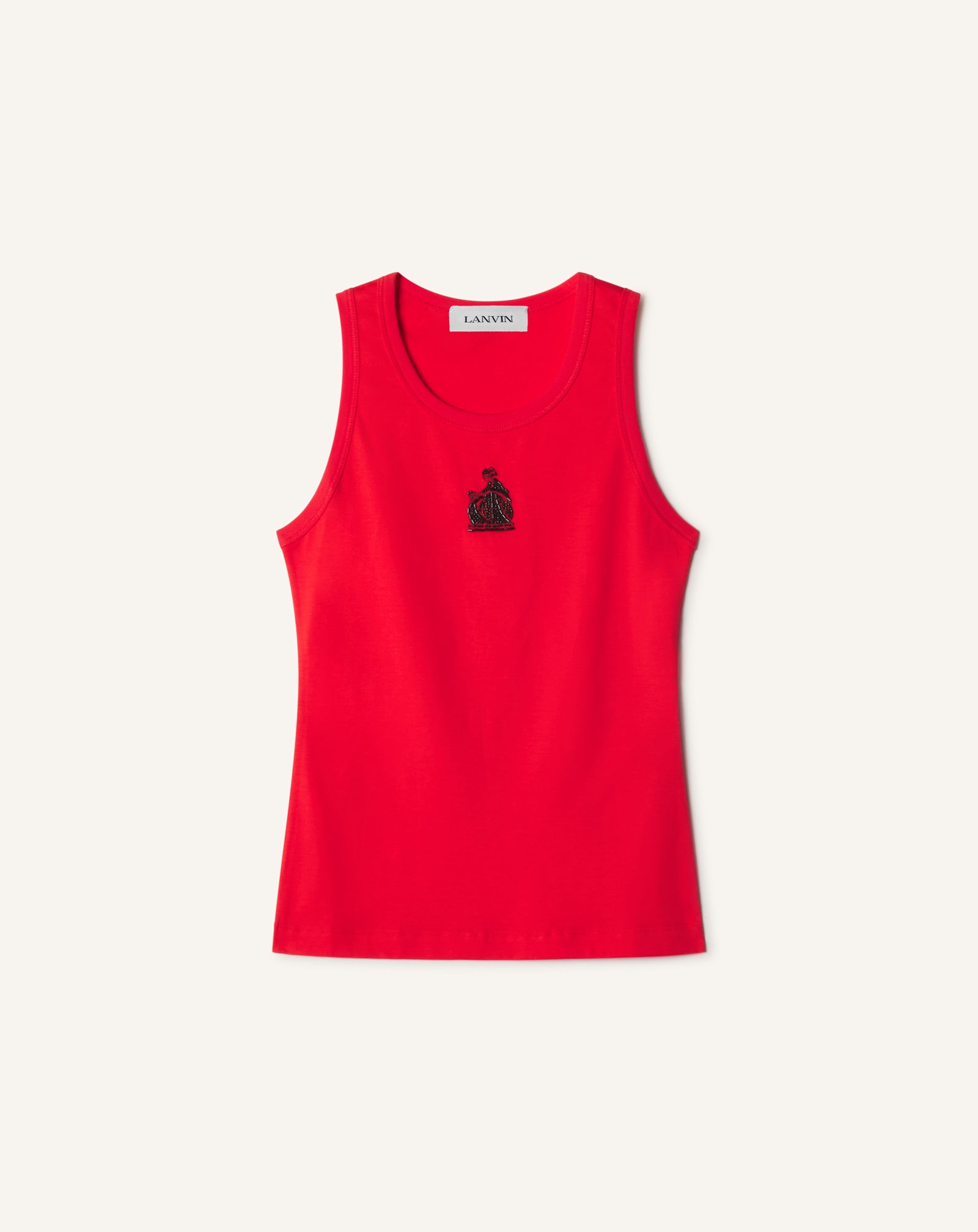 MOTHER AND CHILD EMBROIDERED COTTON JERSEY TANK TOP