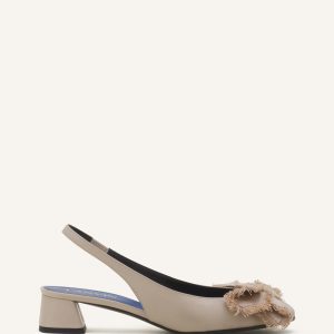 HEELED SLINGBACK BALLERINA IN LEATHER