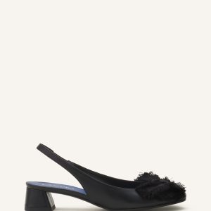 HEELED SLINGBACK BALLERINA IN LEATHER